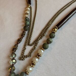 Brass-Tone Boho Beaded Necklace